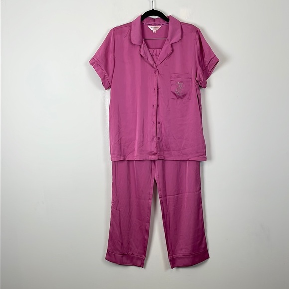 Juicy Couture Other - Juicy Couture Women's M Satin Pink Barbiecore Button Down Lounge Pajama Set